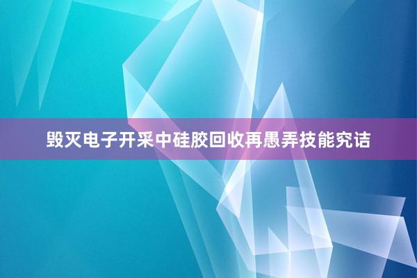 毁灭电子开采中硅胶回收再愚弄技能究诘